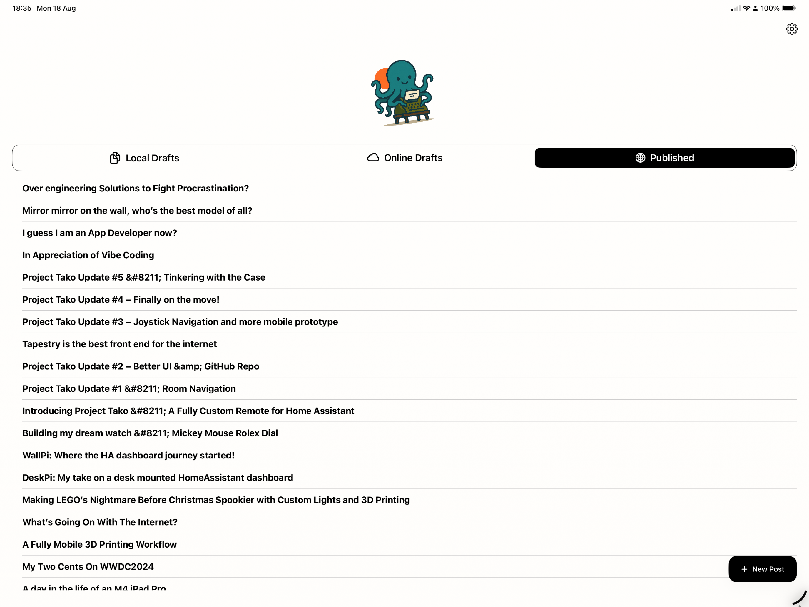 Tako Writer iPad screenshot